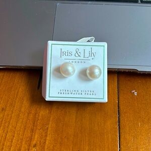 Stunning large freshwater pearl earrings - sterling silver backings